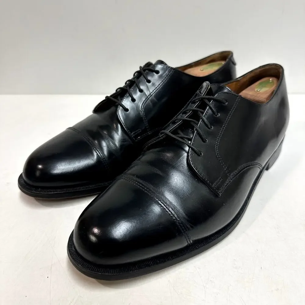 VERY GOOD Cole Haan Derby Blucher Cap Toe Black Calf Made in Maine USA 11.5